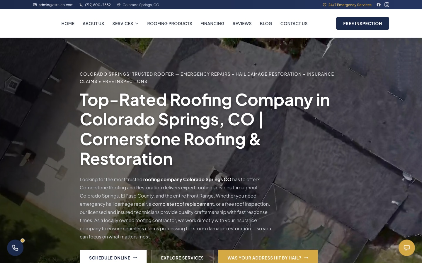 Cornerstone Roofing & Restoration website